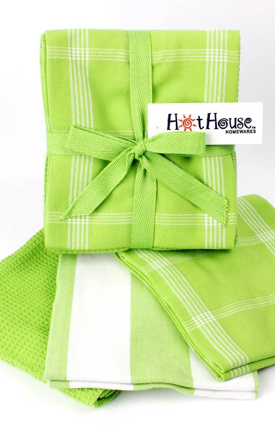 THREE PACK-Tea towel 'Montana' 3pack lime multi Code: T/T-MON/3PK/LIM