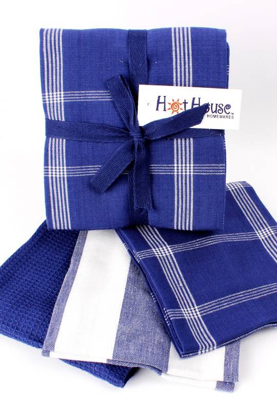 THREE PACK-Tea towel 'Montana' 3pack royal multi Code: T/T-MON/3PK/ROY