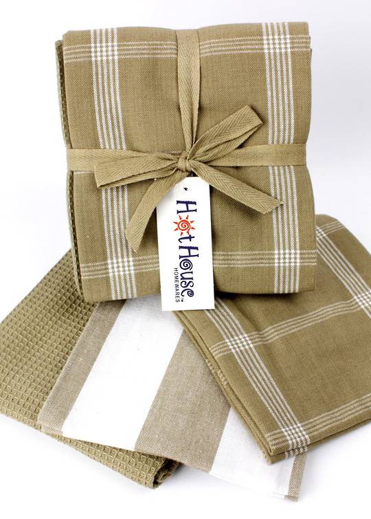 THREE PACK-Tea towel 'Montana' 3pack beige multi Code: T/T-MON/3PK/BEI
