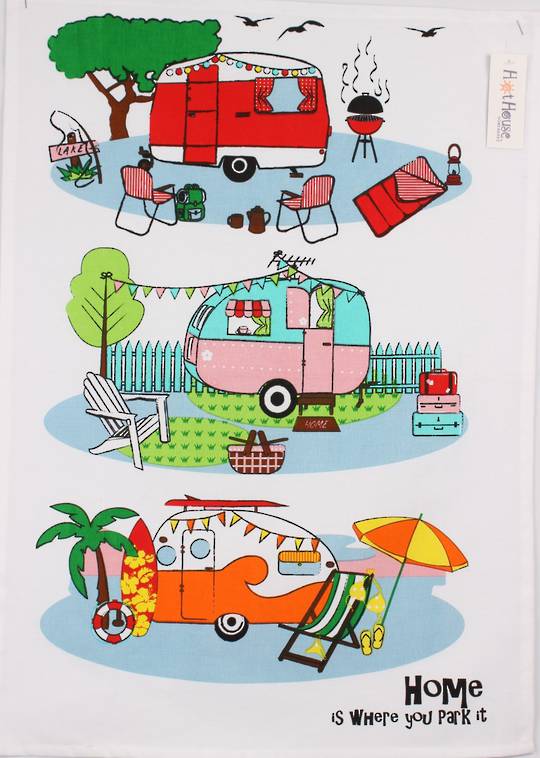 Retro Caravans tea towel Code: T/T-RET