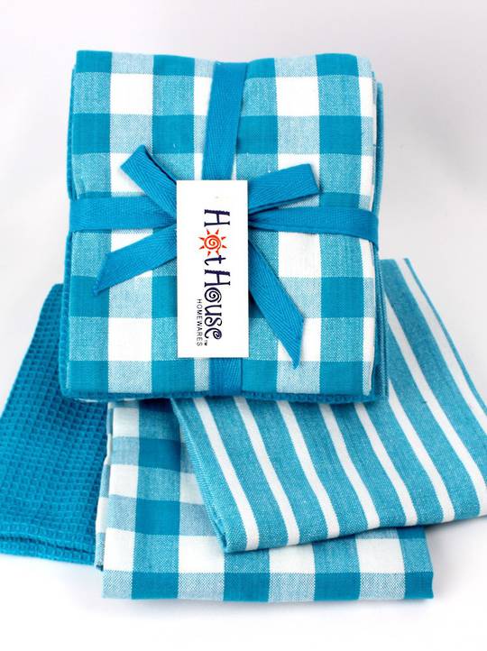 THREE PACK-Tea towel 'Nevada' 3pack teal multi Code: T/T-NEV/3PK/TEA